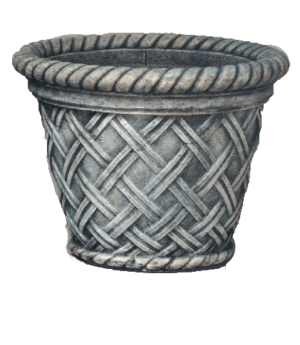 Diagonal Weave Pot Cast Stone Outdoor Garden Planter Planter Tuscan 