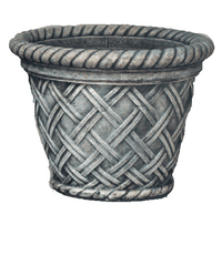 Thumbnail for Diagonal Weave Pot Cast Stone Outdoor Garden Planter Planter Tuscan 