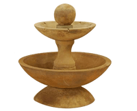 Thumbnail for Due Two Tier Short Outdoor Cast Stone Garden Fountain With Spillways Fountain Tuscan 