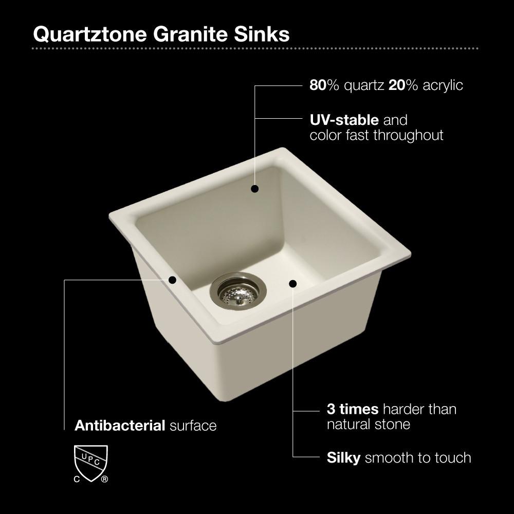 Houzer E-100U CLOUD Quartztone Series Granite Dual Mount Bar/Prep Sink, White Kitchen Sink - Dual Mount Houzer 