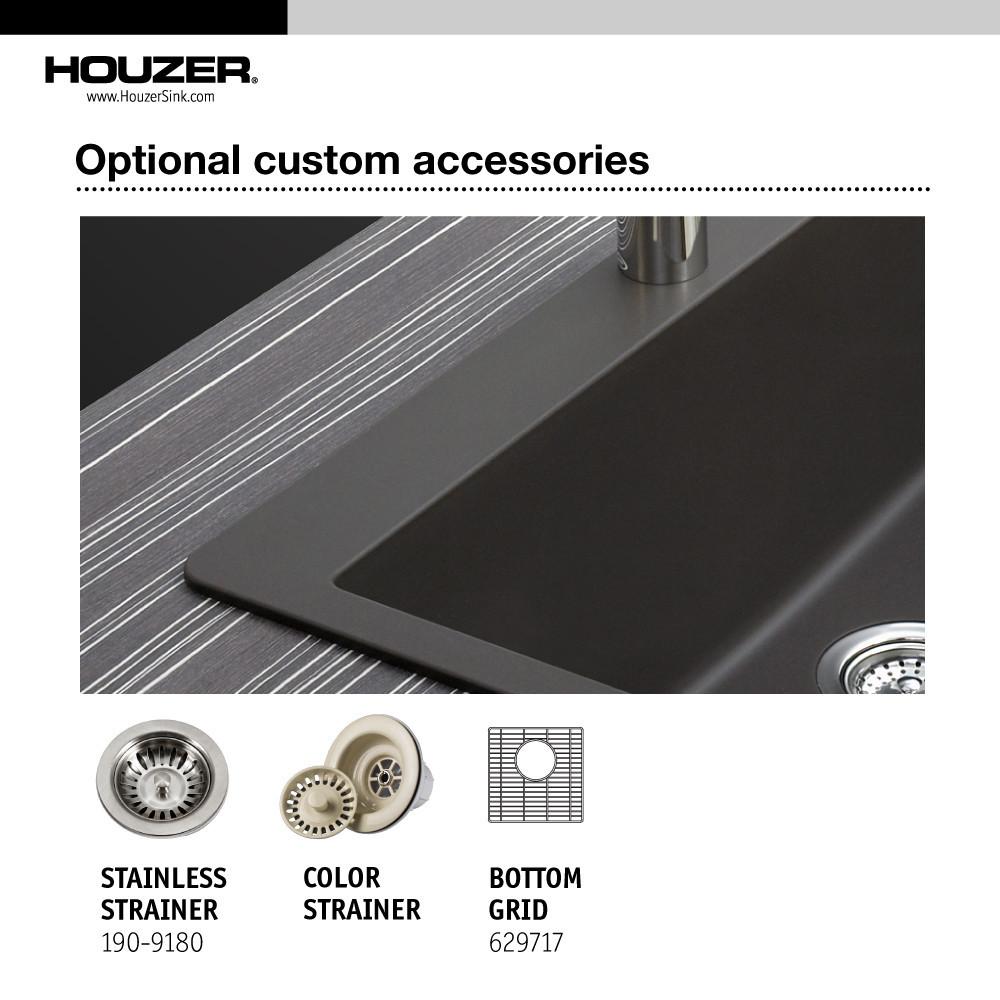 Houzer E-100U CLOUD Quartztone Series Granite Dual Mount Bar/Prep Sink, White Kitchen Sink - Dual Mount Houzer 