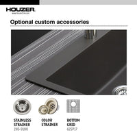 Thumbnail for Houzer E-100U MIDNITE Quartztone Series Granite Dual Mount Bar/Prep Sink, Black Kitchen Sink - Dual Mount Houzer 