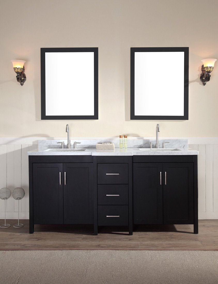 ARIEL Hollandale 73" Double Sink Bathroom Vanity Set in Black Vanity ARIEL 