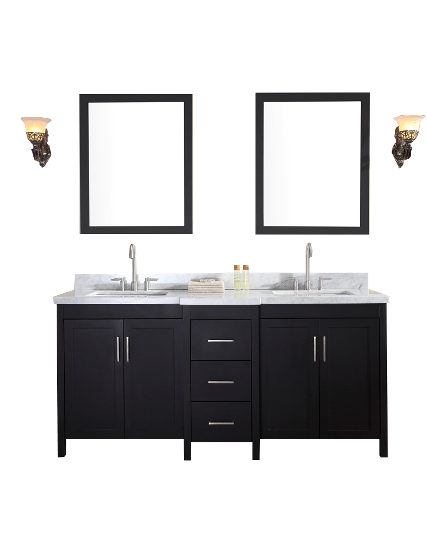 ARIEL Hollandale 73" Double Sink Bathroom Vanity Set in Black Vanity ARIEL 