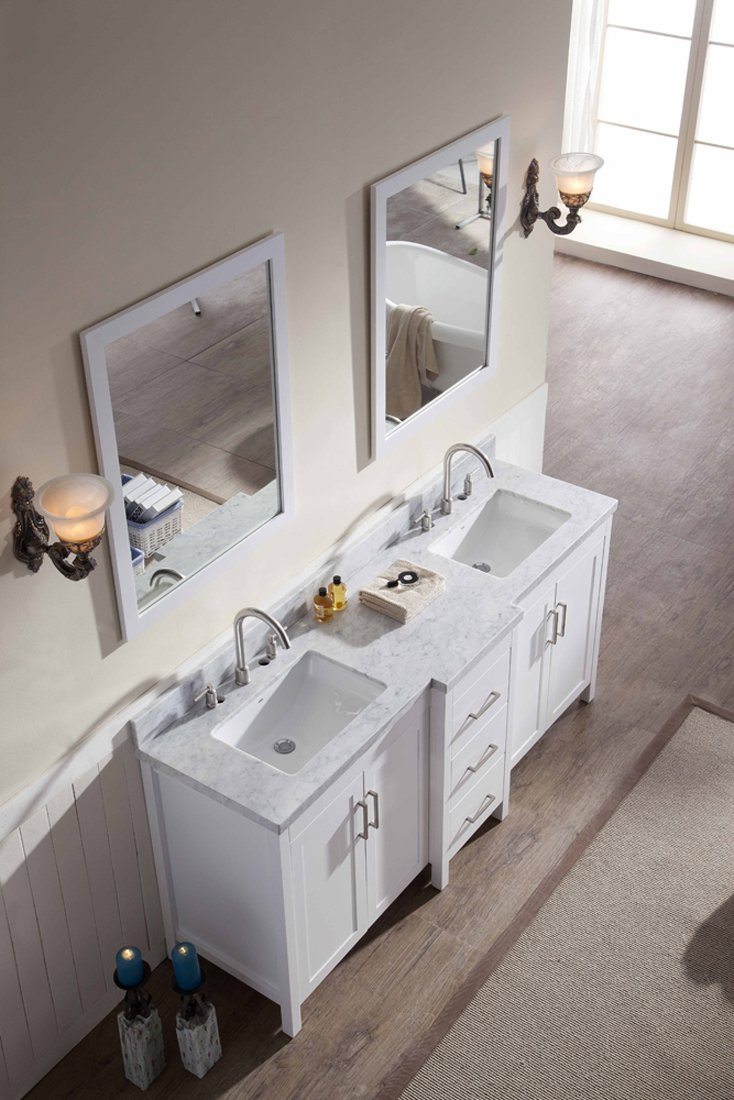 ARIEL Hollandale 73" Double Sink Bathroom Vanity Set in White Vanity ARIEL 