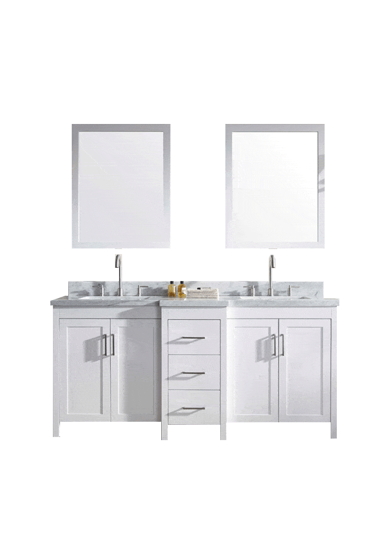 ARIEL Hollandale 73" Double Sink Bathroom Vanity Set in White Vanity ARIEL 