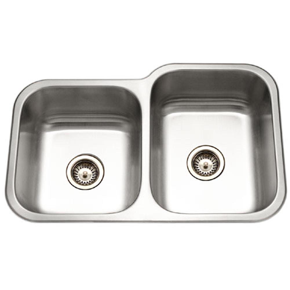 Houzer Elite Series Undermount Stainless Steel 60/40 Double Bowl Kitchen Sink, Small bowl left Kitchen Sink - Undermount Houzer 