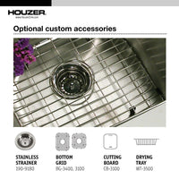 Thumbnail for Houzer Elite Series Undermount Stainless Steel 60/40 Double Bowl Kitchen Sink, Small bowl Right Kitchen Sink - Undermount Houzer 