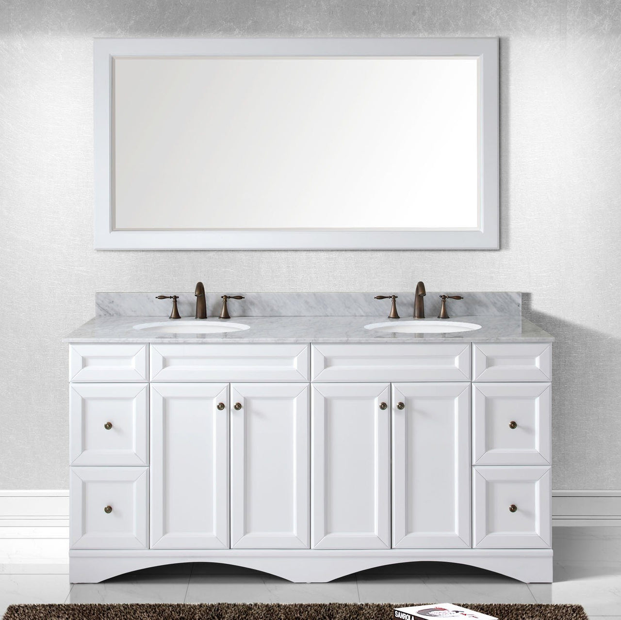 Virtu USA Talisa 72" Double Round Sink White Top Vanity in White with Mirror Vanity Virtu USA 