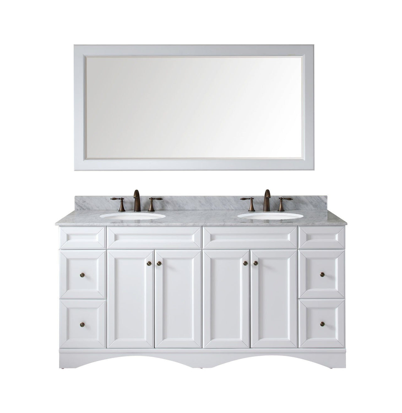 Virtu USA Talisa 72" Double Round Sink White Top Vanity in White with Mirror Vanity Virtu USA 