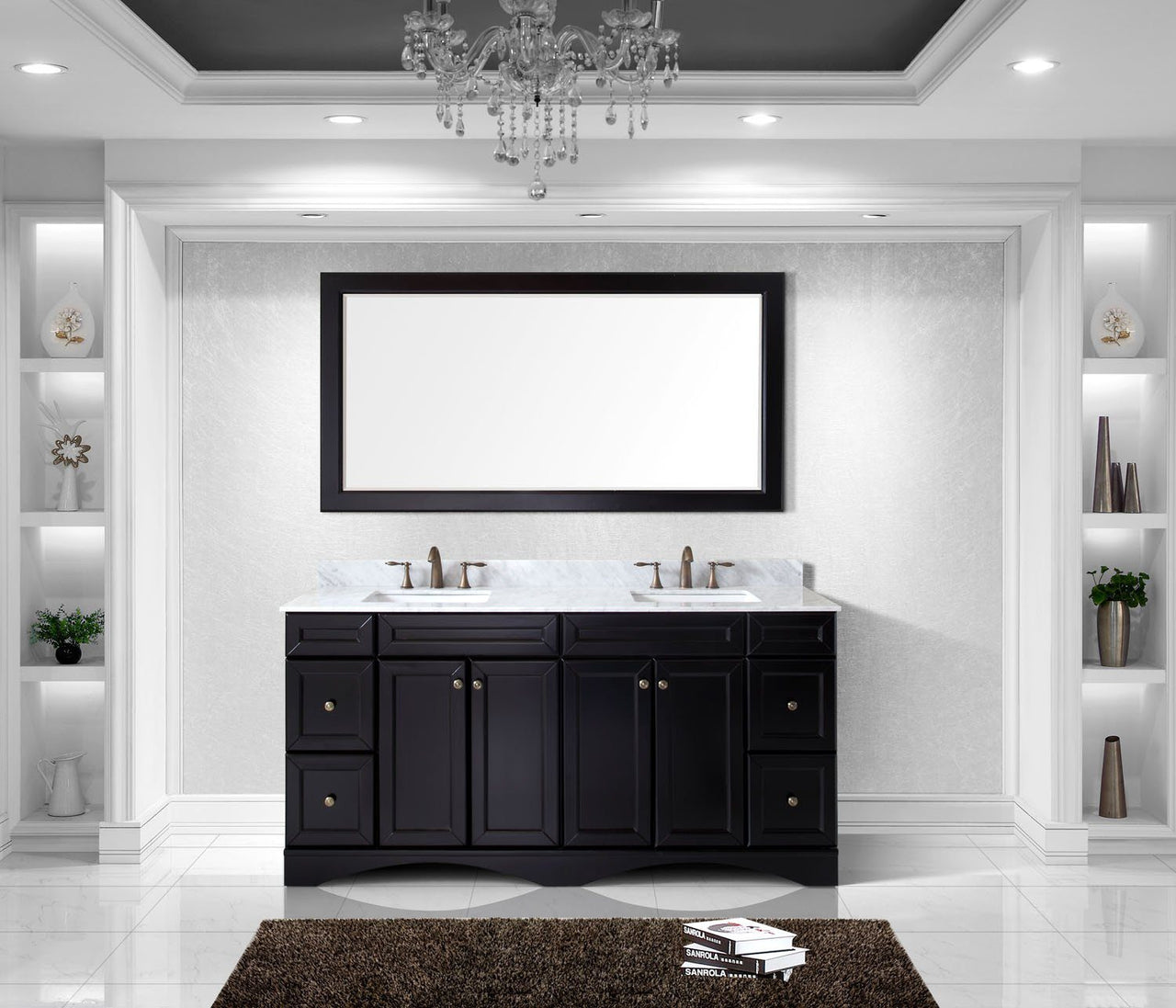 Virtu USA Talisa 72" Double Square Sink Espresso Top Vanity with Mirror Vanity Virtu USA 