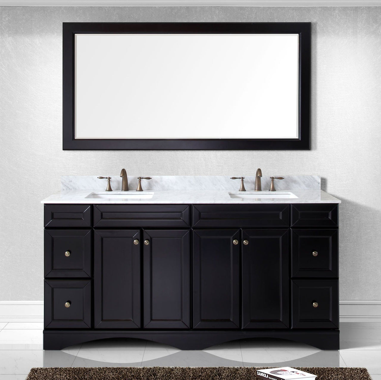 Virtu USA Talisa 72" Double Square Sink Espresso Top Vanity with Mirror Vanity Virtu USA 