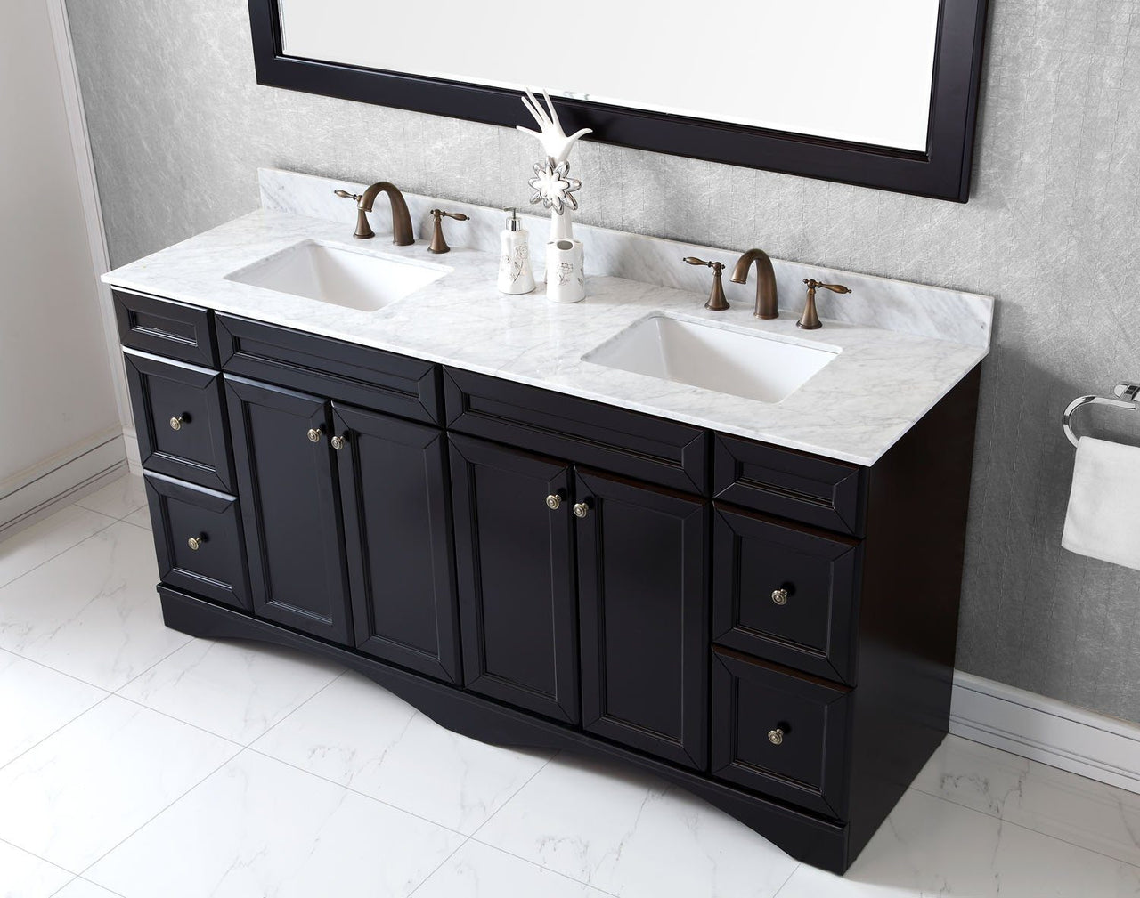 Virtu USA Talisa 72" Double Square Sink Espresso Top Vanity with Mirror Vanity Virtu USA 