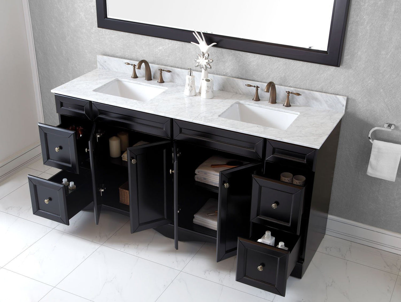 Virtu USA Talisa 72" Double Square Sink Espresso Top Vanity with Mirror Vanity Virtu USA 