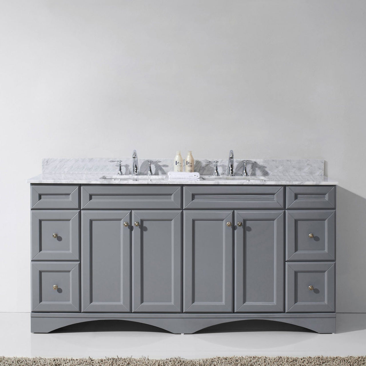 Virtu USA Talisa 72" Double Square Sink Grey Top Vanity in Grey Vanity Virtu USA 