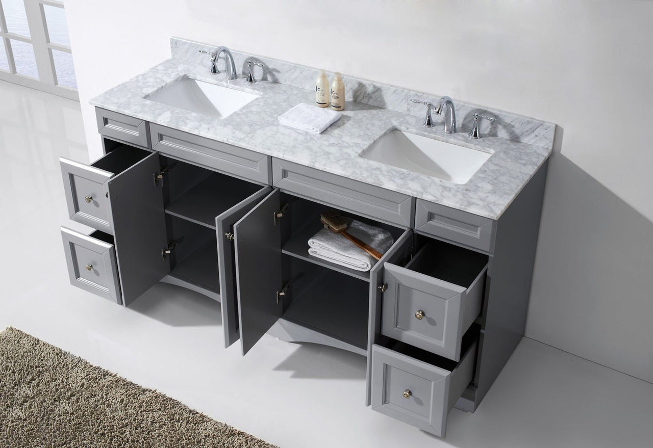 Virtu USA Talisa 72" Double Square Sink Grey Top Vanity in Grey Vanity Virtu USA 