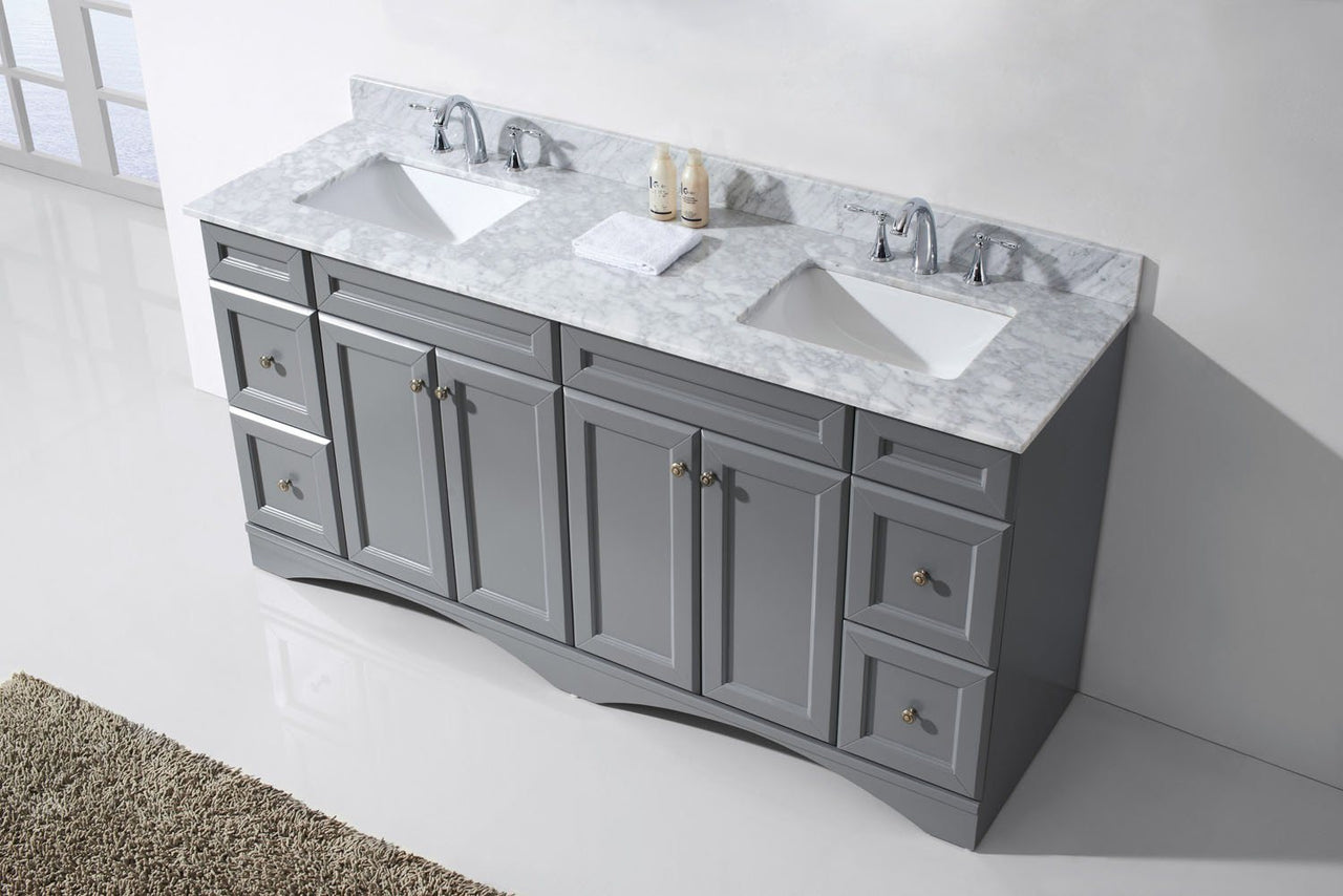 Virtu USA Talisa 72" Double Square Sink Grey Top Vanity in Grey Vanity Virtu USA 