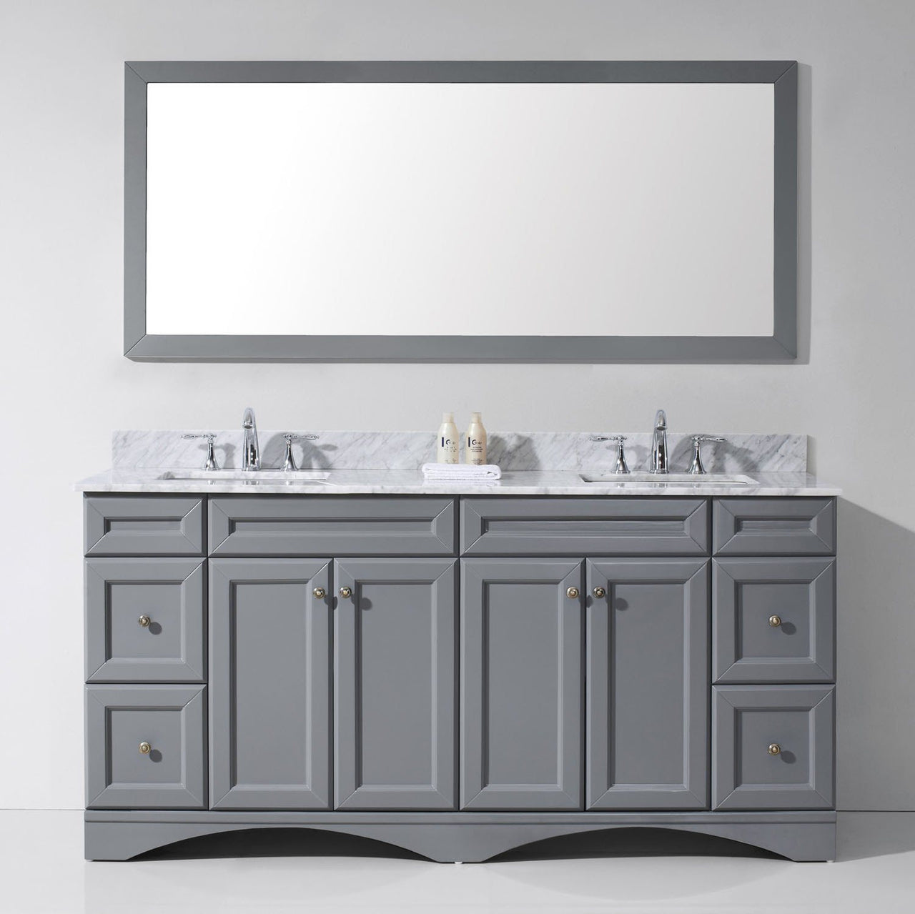 Virtu USA Talisa 72" Double Square Sink Grey Top Vanity in Grey with Mirror Vanity Virtu USA 