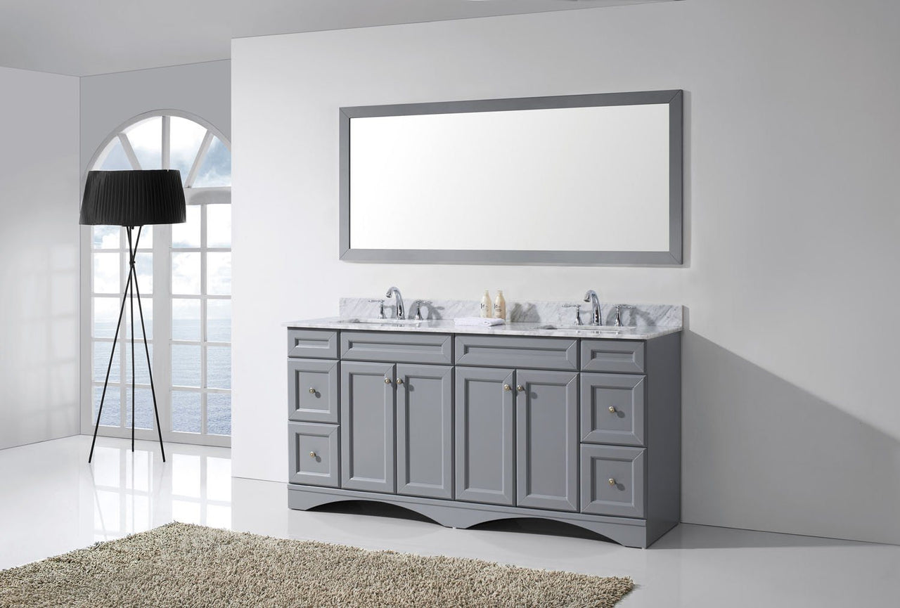 Virtu USA Talisa 72" Double Square Sink Grey Top Vanity in Grey with Mirror Vanity Virtu USA 