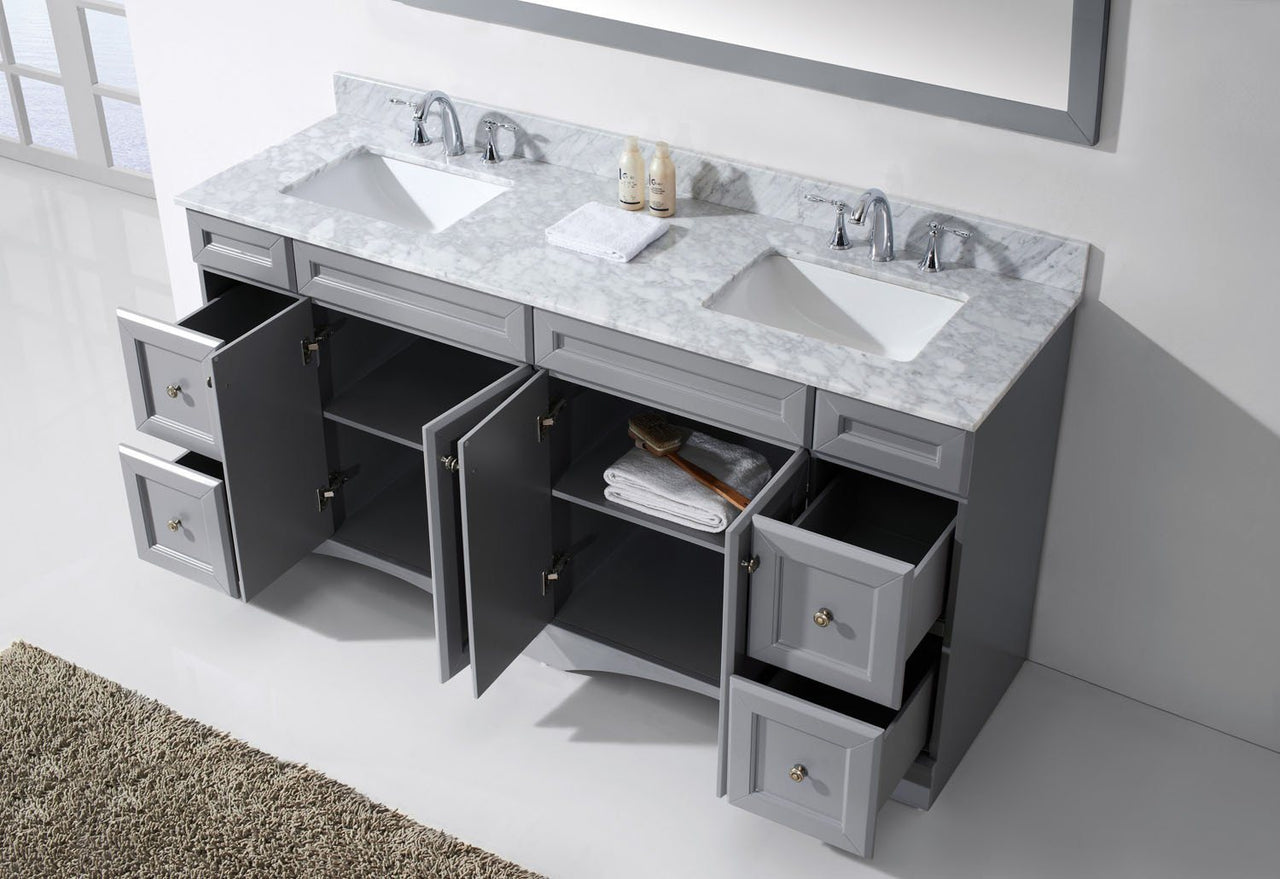 Virtu USA Talisa 72" Double Square Sink Grey Top Vanity in Grey with Mirror Vanity Virtu USA 