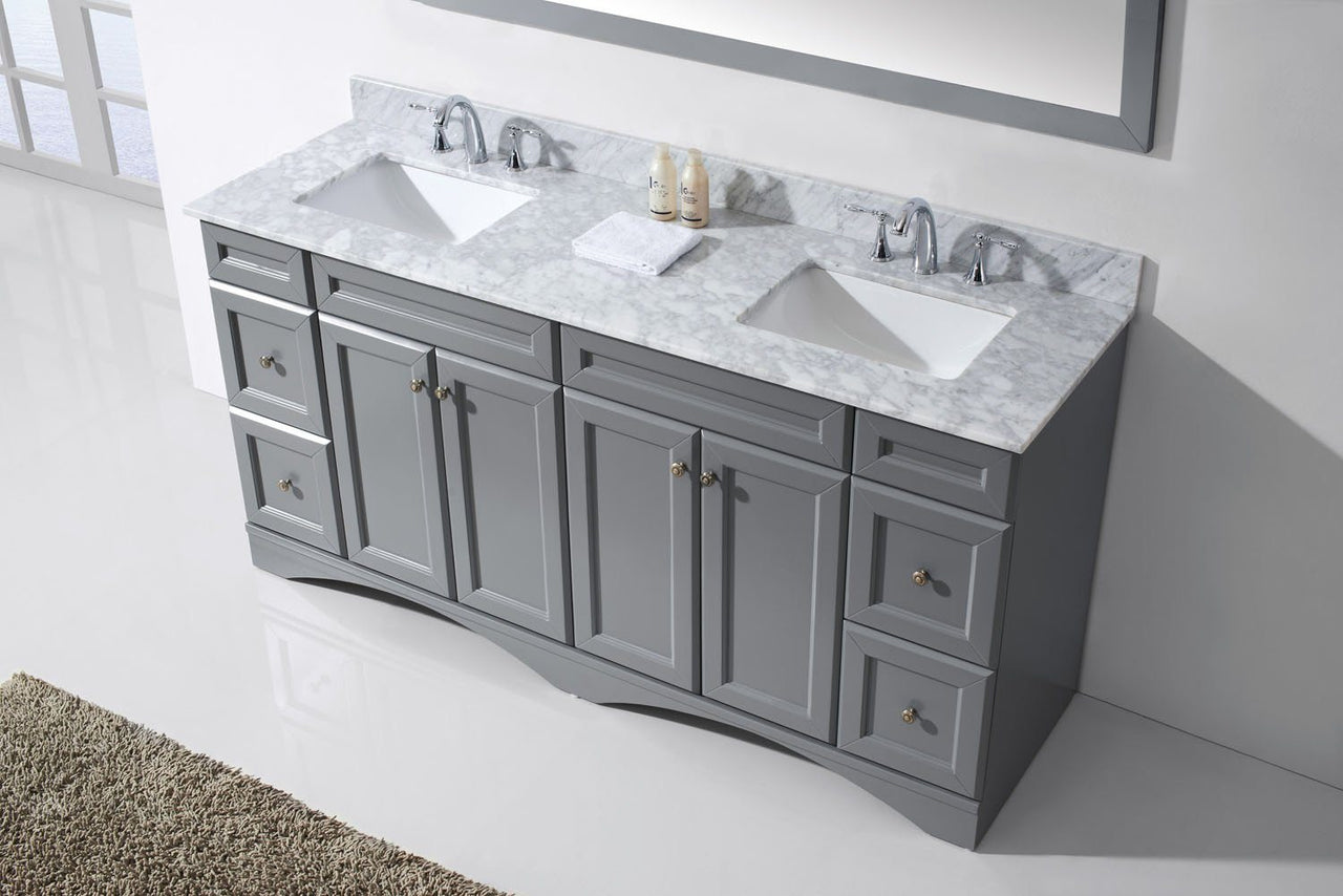 Virtu USA Talisa 72" Double Square Sink Grey Top Vanity in Grey with Mirror Vanity Virtu USA 