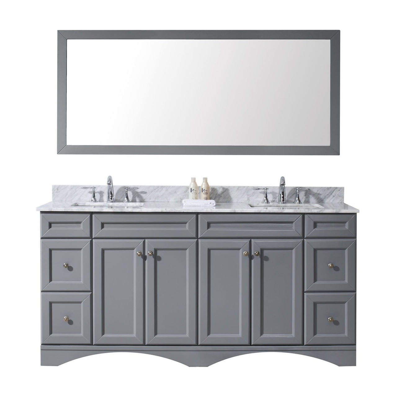 Virtu USA Talisa 72" Double Square Sink Grey Top Vanity in Grey with Mirror Vanity Virtu USA 