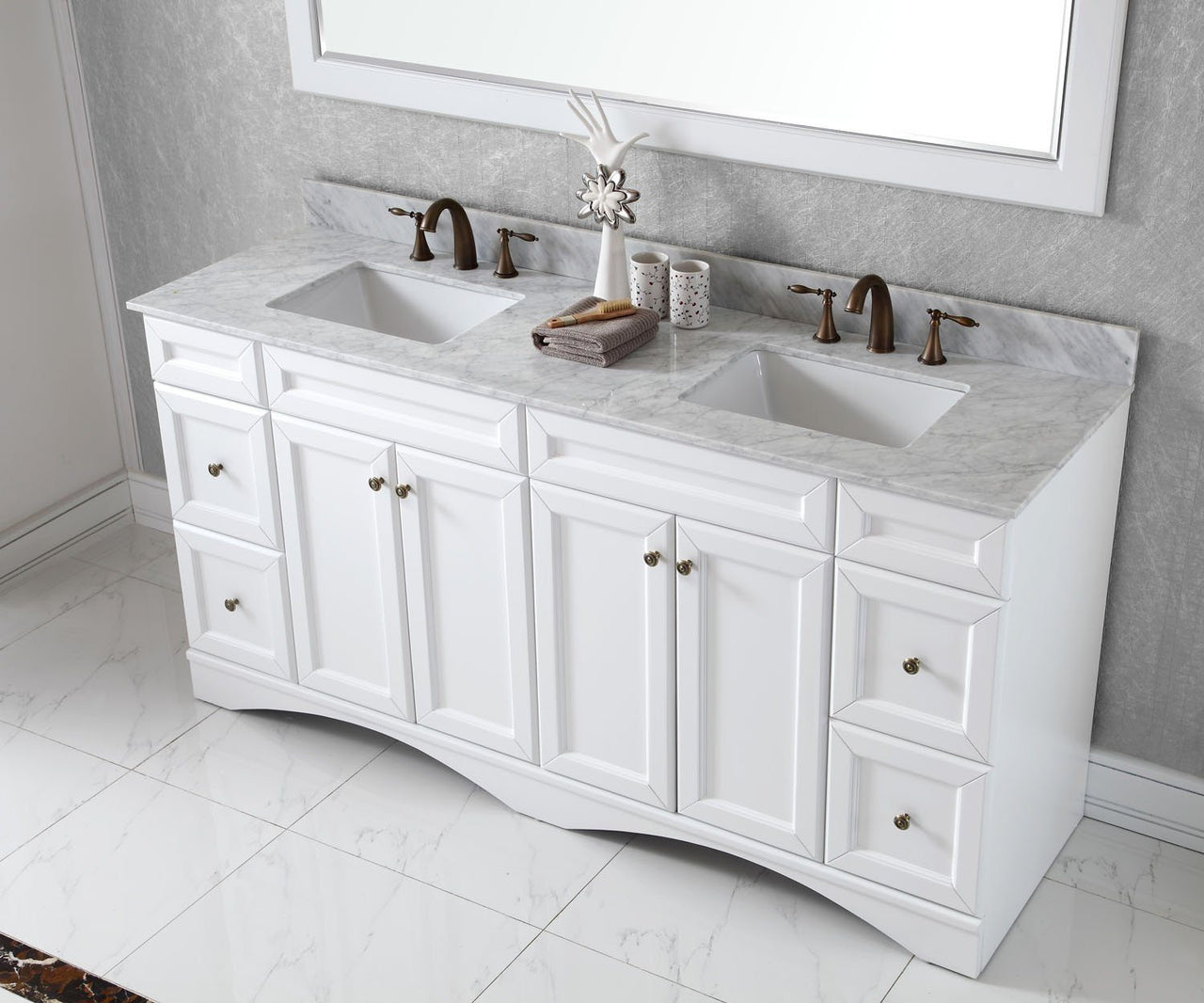 Virtu USA Talisa 72" Double Square Sink White Top Vanity in White with Mirror Vanity Virtu USA 