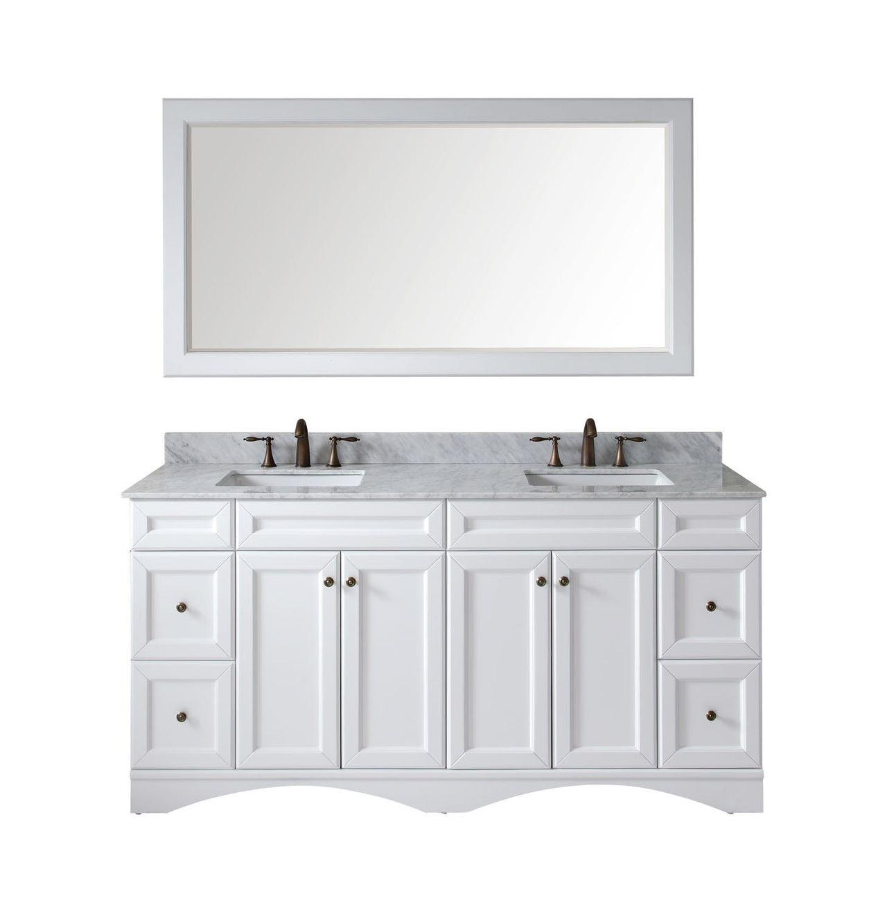 Virtu USA Talisa 72" Double Square Sink White Top Vanity in White with Mirror Vanity Virtu USA 