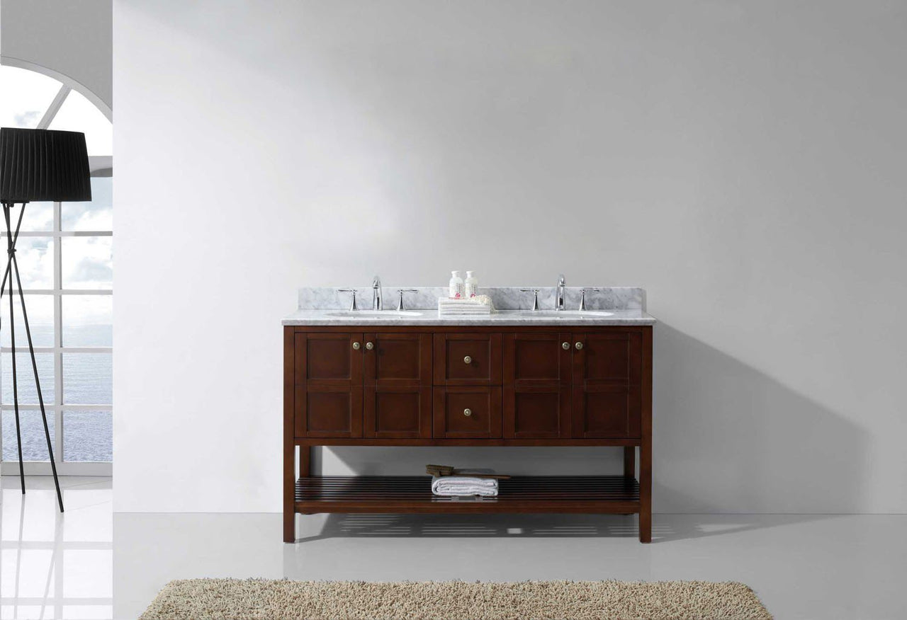 Virtu USA Winterfell 60" Double Round Sink Cherry Top Vanity in Cherry Vanity Virtu USA 