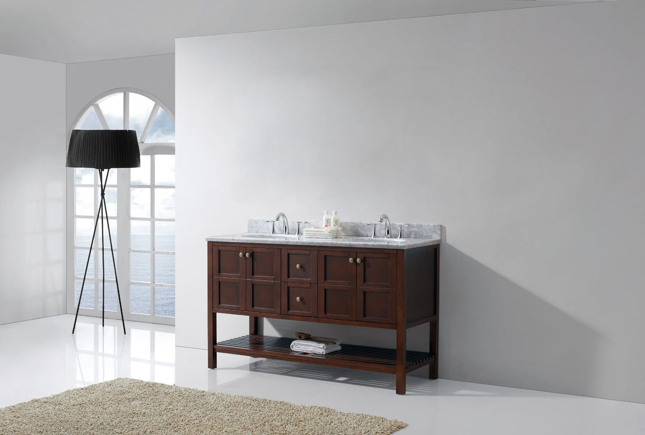 Virtu USA Winterfell 60" Double Round Sink Cherry Top Vanity in Cherry Vanity Virtu USA 