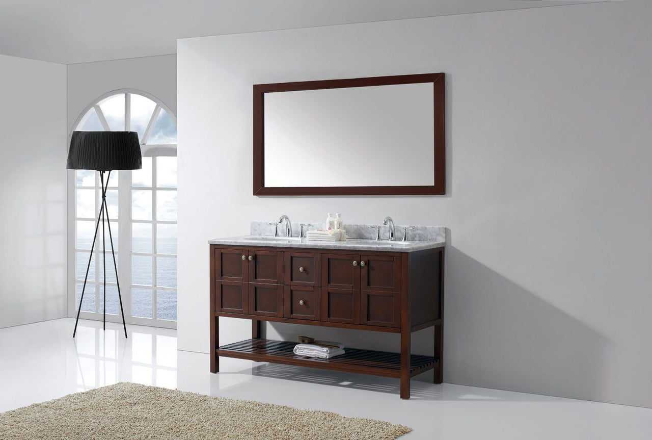 Virtu USA Winterfell 60" Double Round Sink Cherry Top Vanity in Cherry with Mirror Vanity Virtu USA 