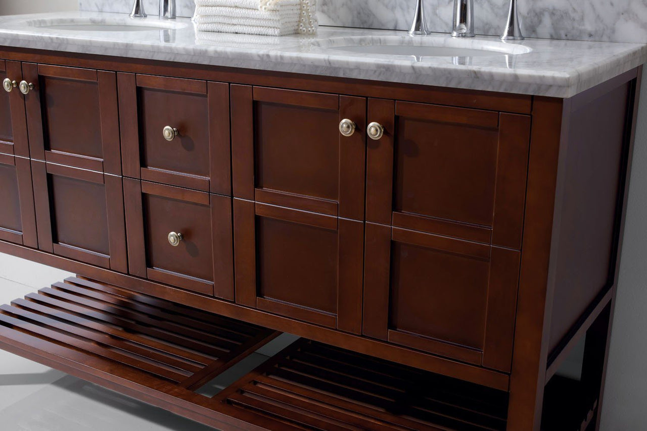 Virtu USA Winterfell 60" Double Round Sink Cherry Top Vanity in Cherry with Mirror Vanity Virtu USA 