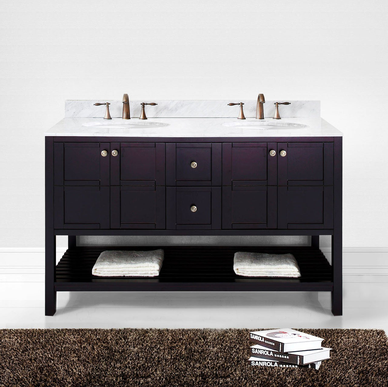 Virtu USA Winterfell 60" Double Round Sink Espresso Top Vanity in Espresso Vanity Virtu USA 