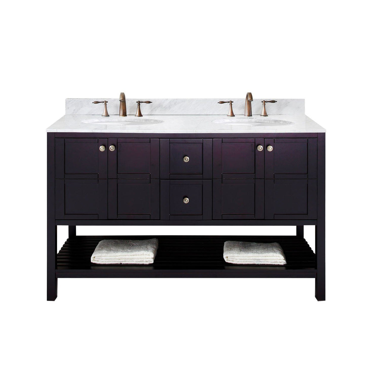 Virtu USA Winterfell 60" Double Round Sink Espresso Top Vanity in Espresso Vanity Virtu USA 