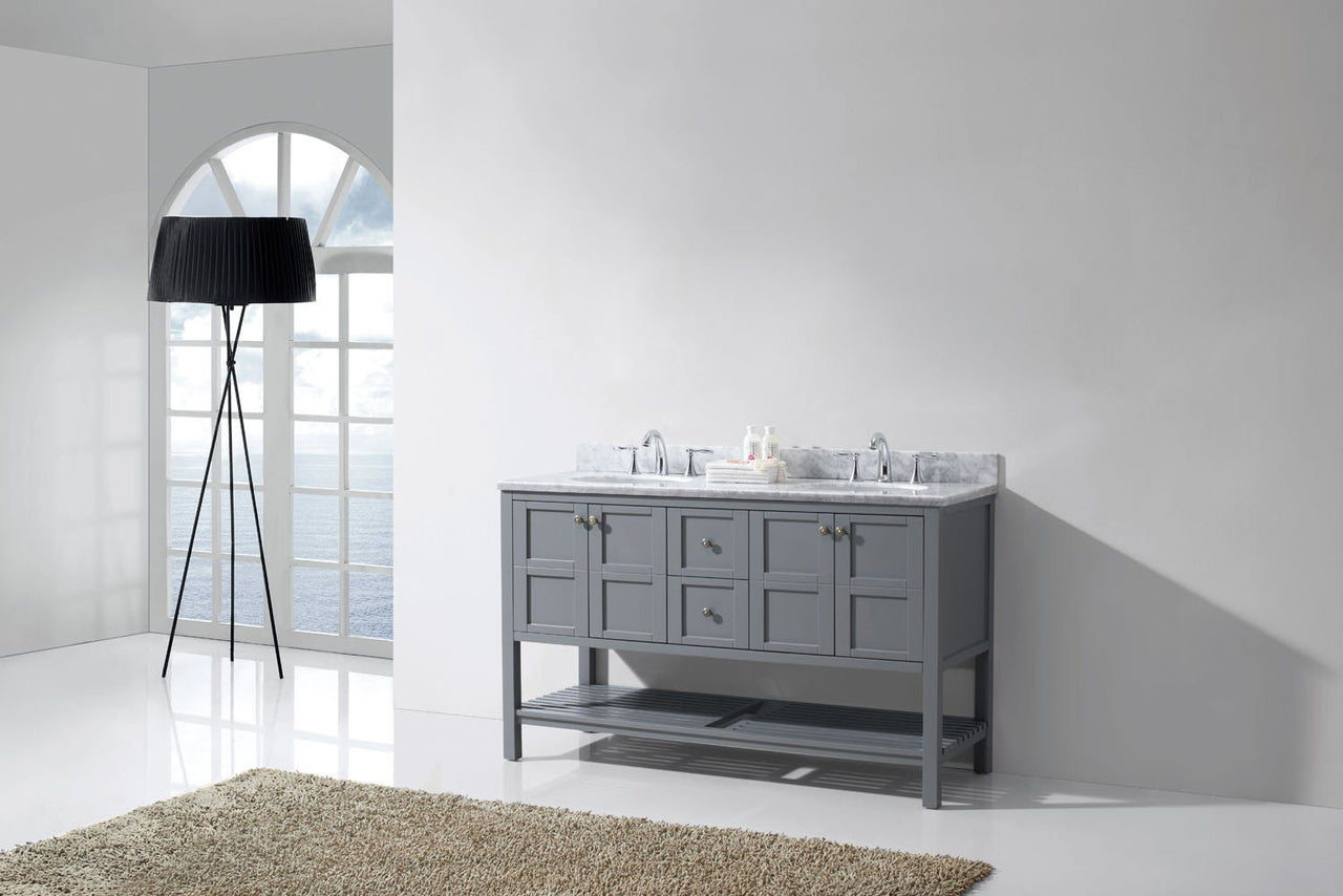 Virtu USA Winterfell 60" Double Round Sink Grey Top Vanity in Grey Vanity Virtu USA 