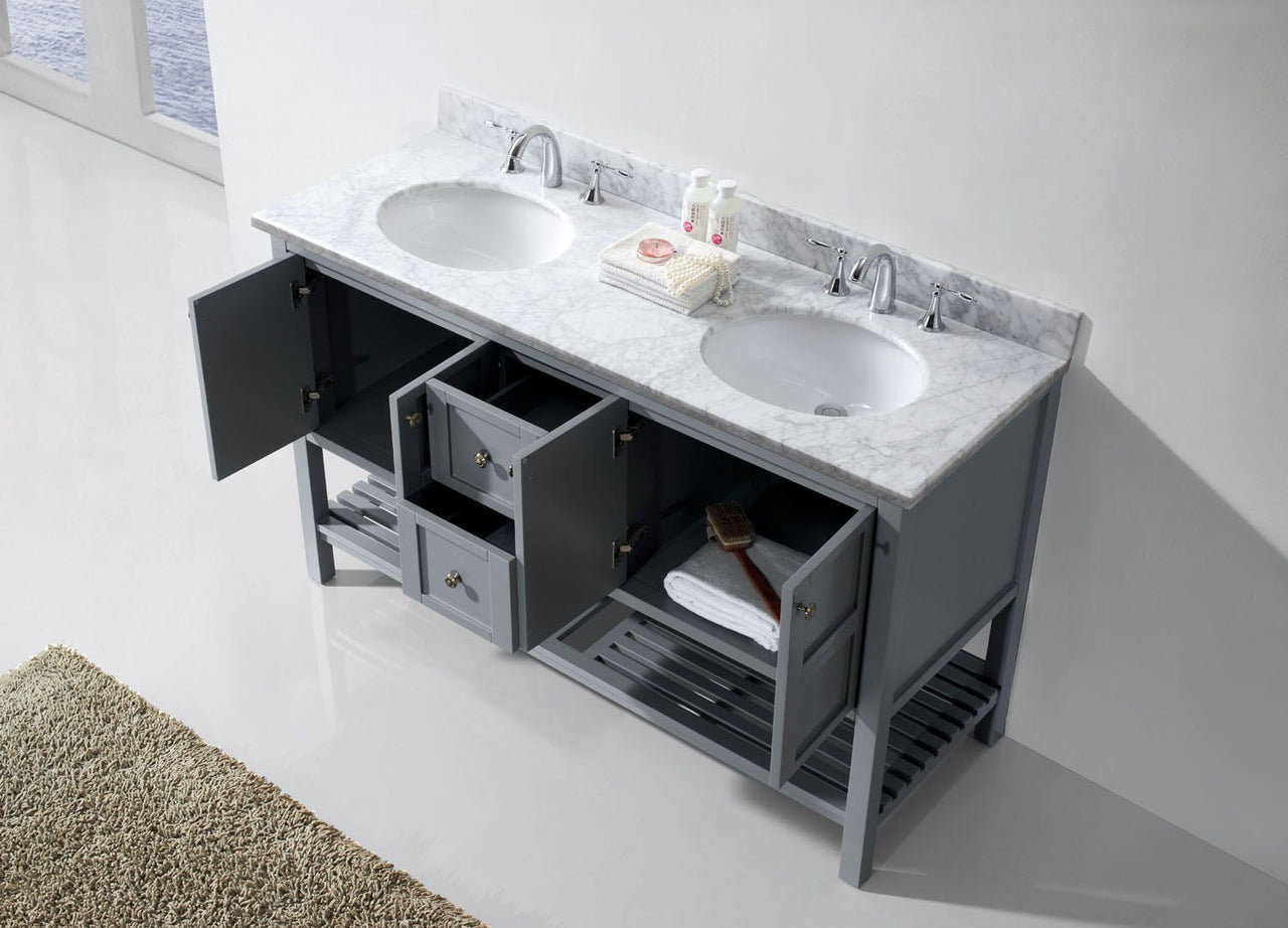 Virtu USA Winterfell 60" Double Round Sink Grey Top Vanity in Grey Vanity Virtu USA 