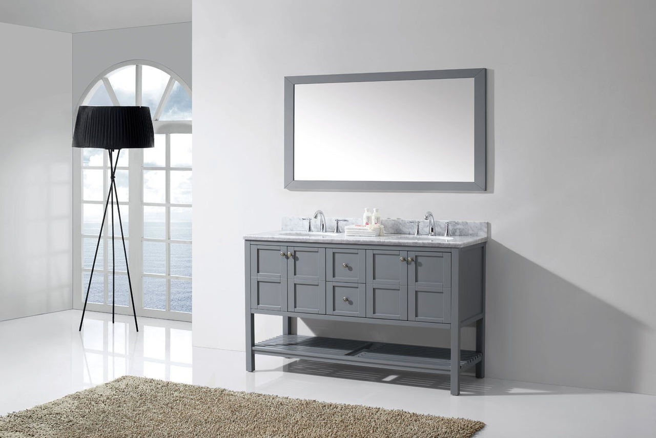 Virtu USA Winterfell 60" Double Round Sink Grey Top Vanity in Grey with Mirror Vanity Virtu USA 