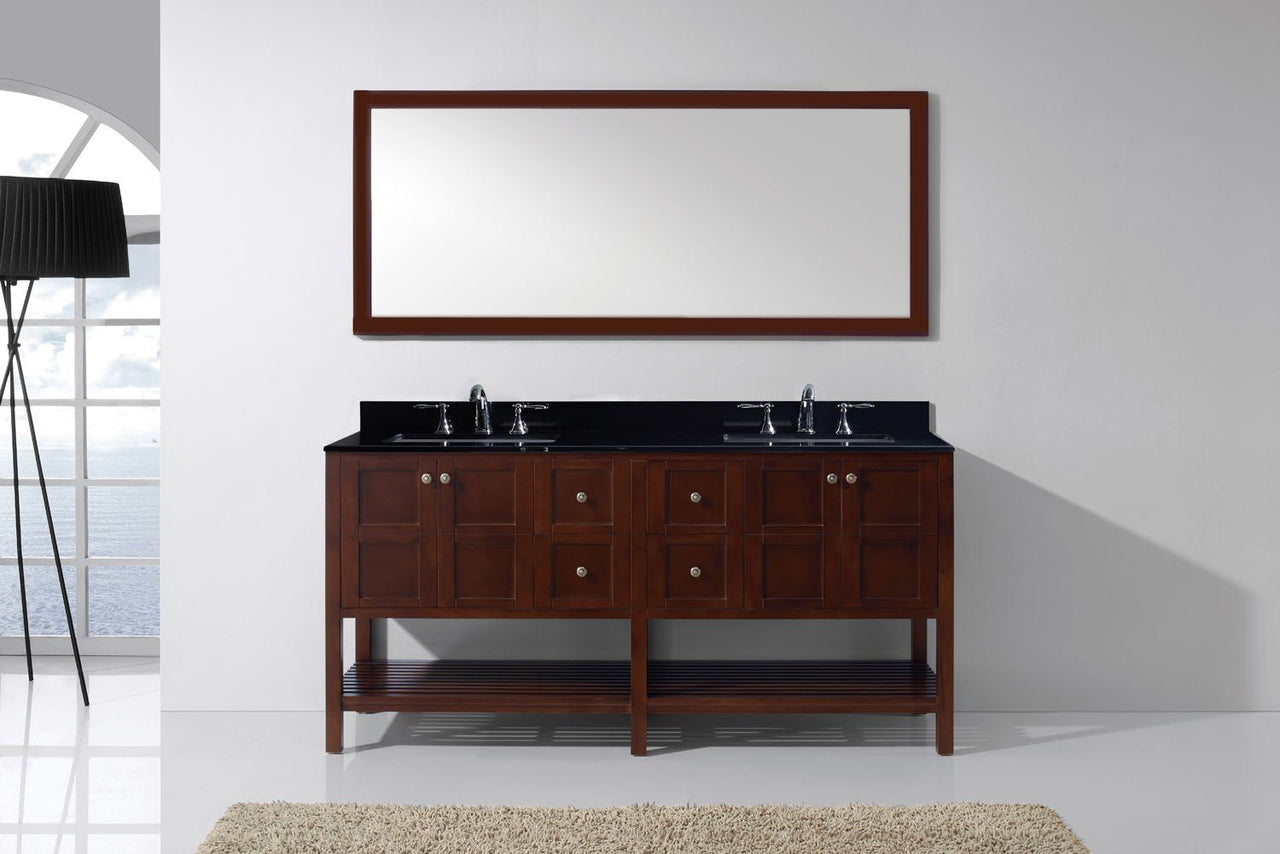 Virtu USA Winterfell 72" Double Square Sink Cherry Top Vanity in Cherry with Mirror Vanity Virtu USA 