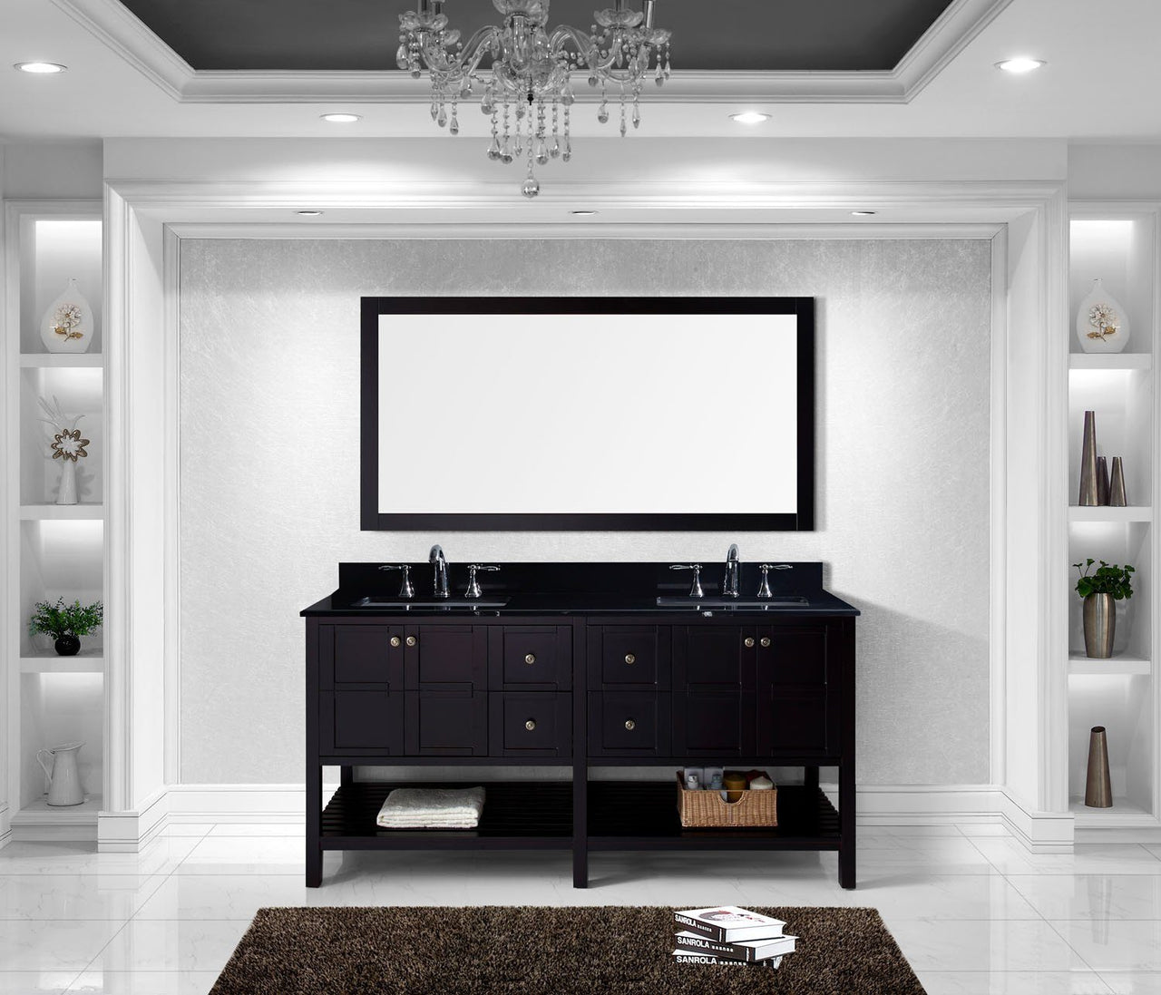 Virtu USA Winterfell 72" Double Square Sink Espresso Top Vanity with Mirror Vanity Virtu USA 