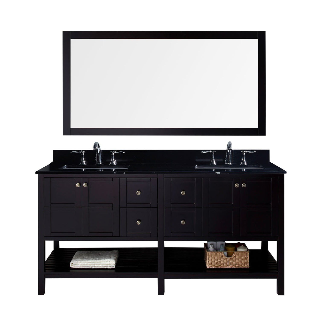 Virtu USA Winterfell 72" Double Square Sink Espresso Top Vanity with Mirror Vanity Virtu USA 