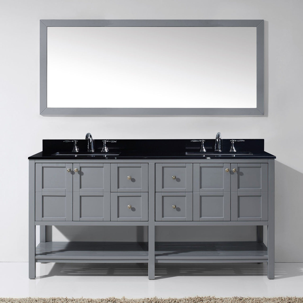 Virtu USA Winterfell 72" Double Square Sink Grey Top Vanity in Grey with Mirror Vanity Virtu USA 