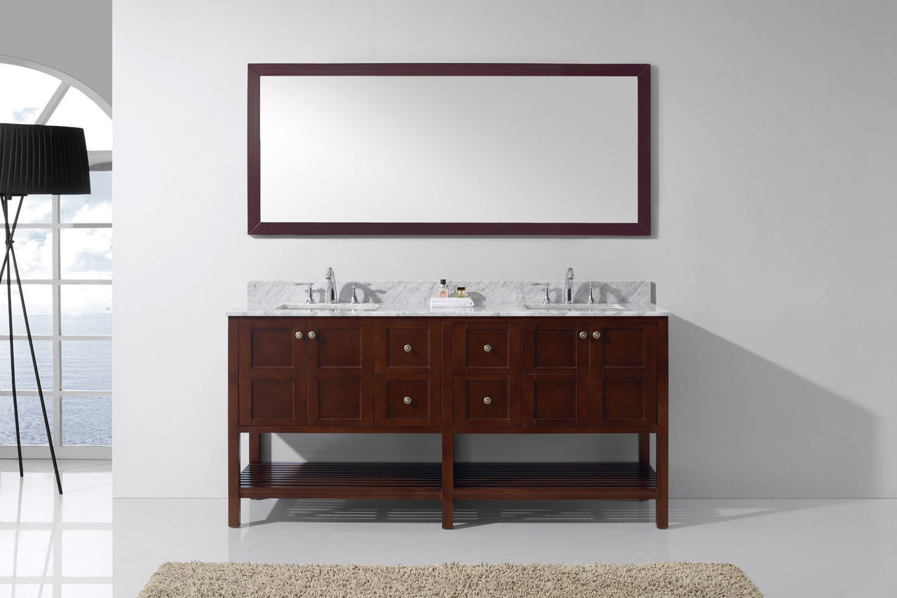 Virtu USA Winterfell 72" Double Round Sink Cherry Top Vanity with Mirror Vanity Virtu USA 