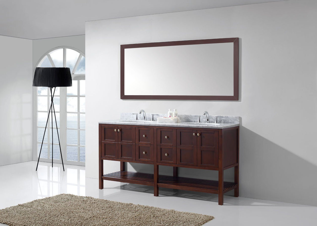 Virtu USA Winterfell 72" Double Round Sink Cherry Top Vanity with Mirror Vanity Virtu USA 