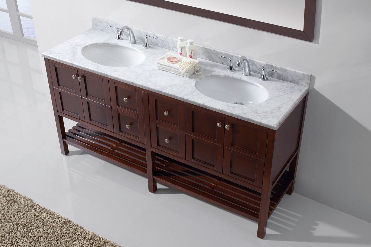 Virtu USA Winterfell 72" Double Round Sink Cherry Top Vanity with Mirror Vanity Virtu USA 