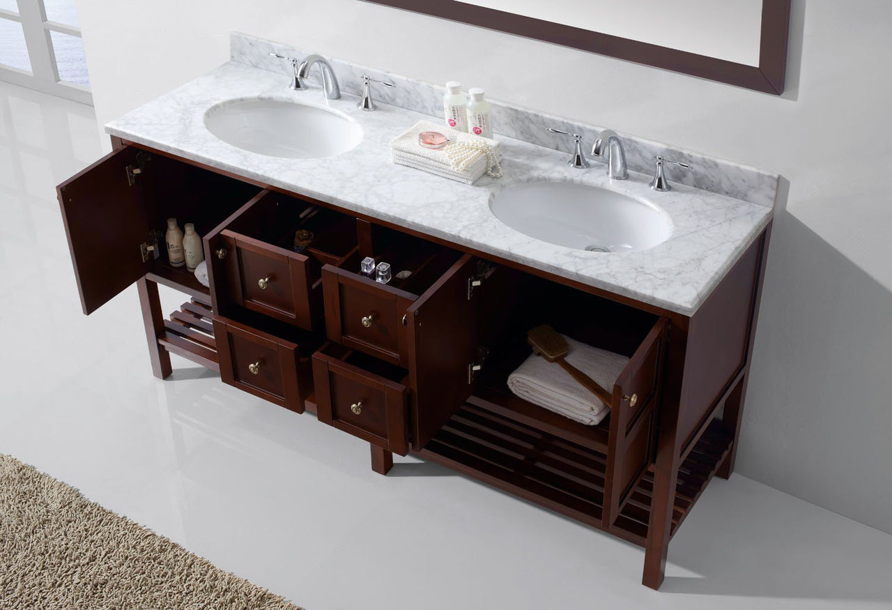 Virtu USA Winterfell 72" Double Round Sink Cherry Top Vanity with Mirror Vanity Virtu USA 