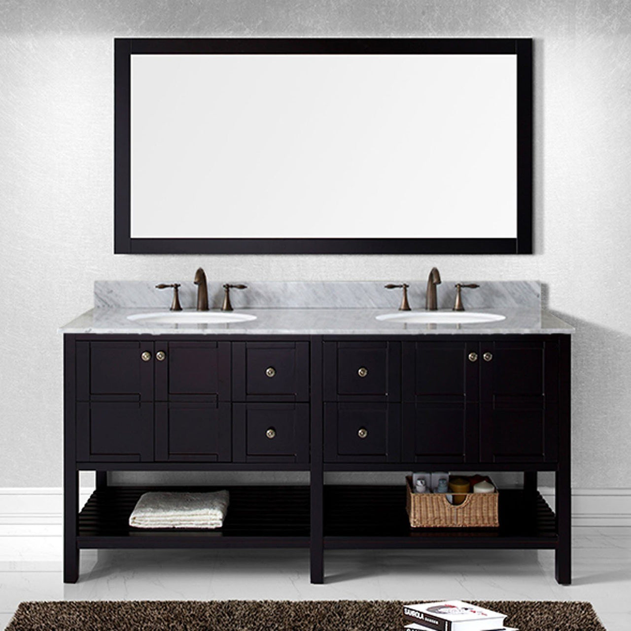 Virtu USA Winterfell 72" Double Round Sink Espresso Top Vanity in Espresso with Mirror Vanity Virtu USA 