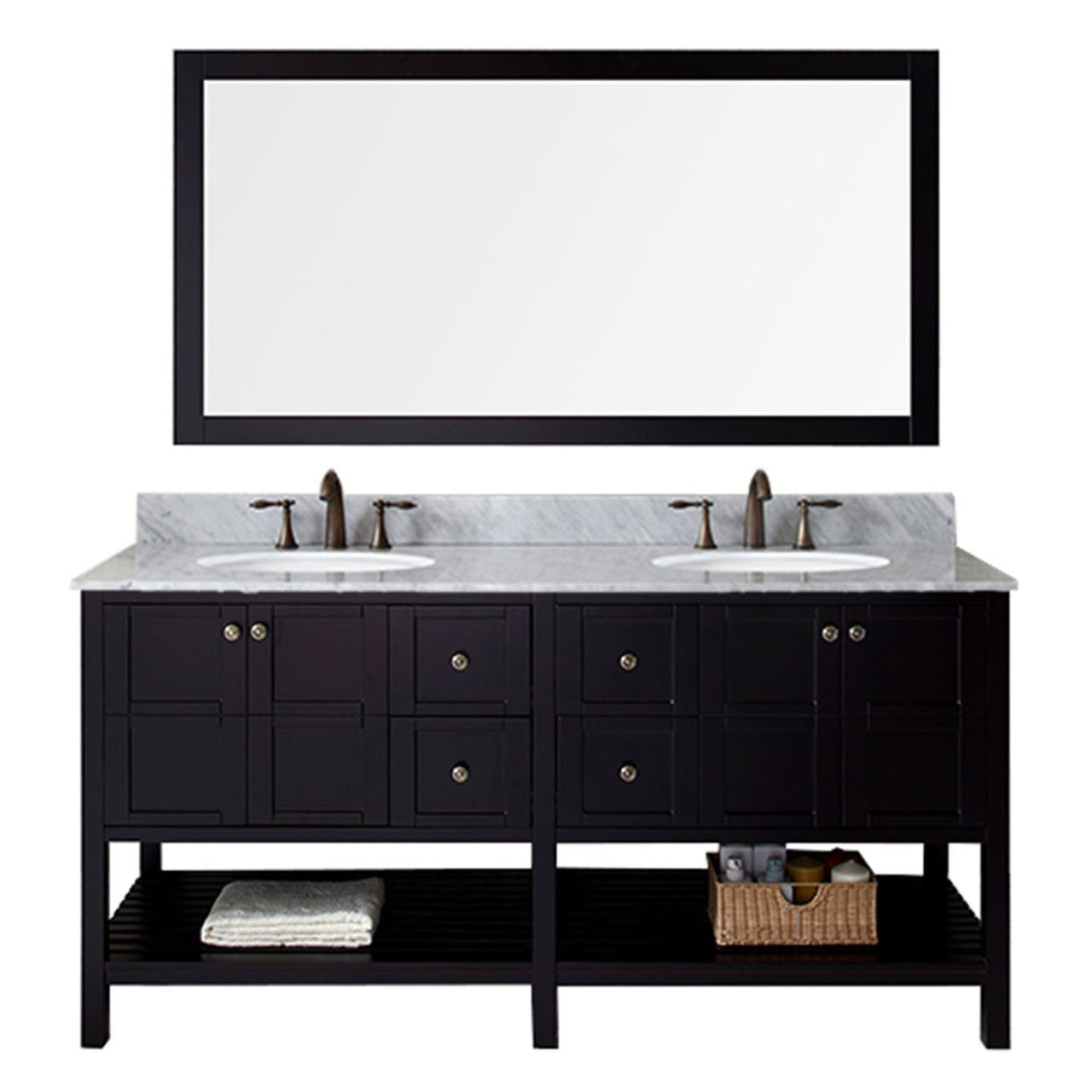 Virtu USA Winterfell 72" Double Round Sink Espresso Top Vanity in Espresso with Mirror Vanity Virtu USA 