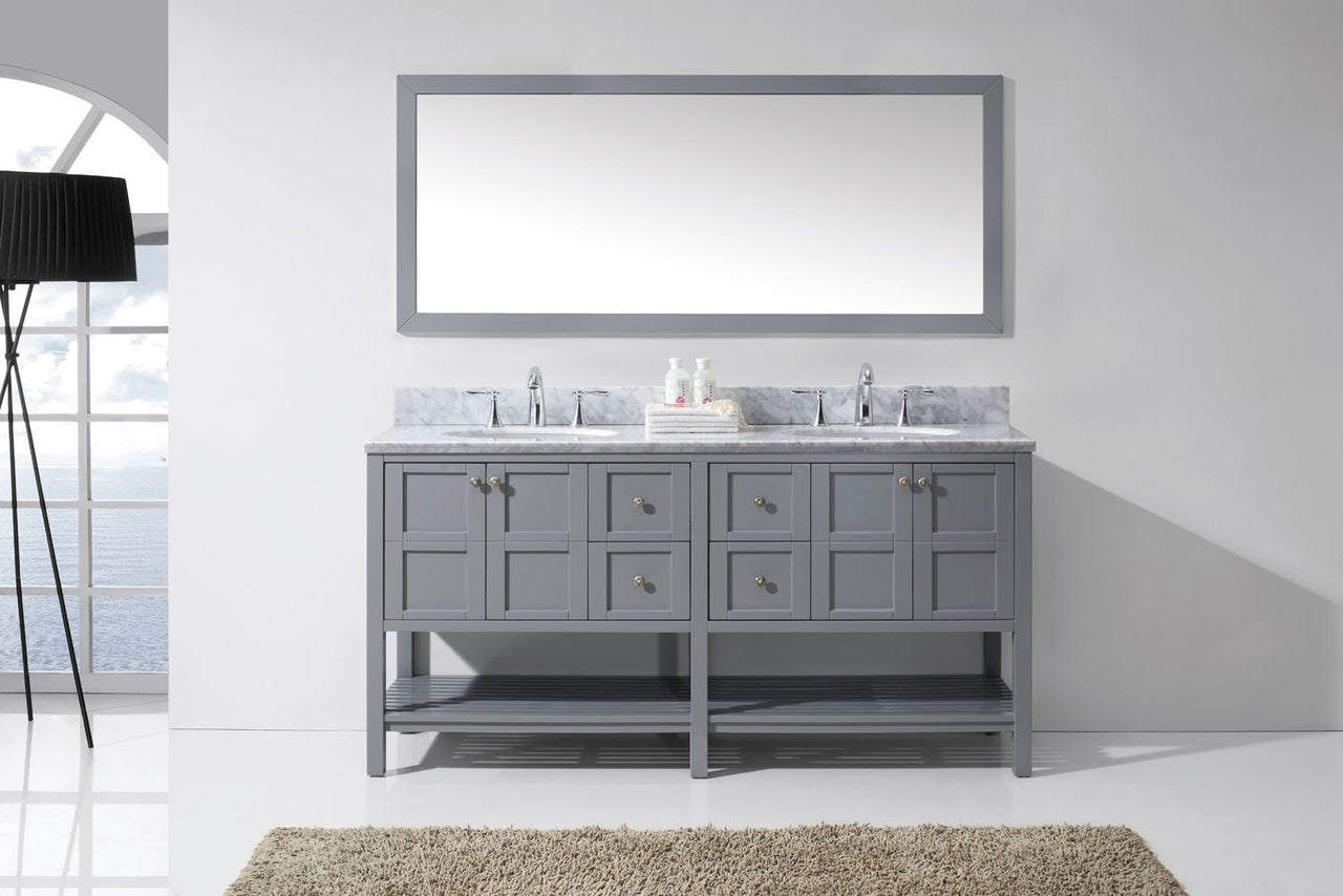 Virtu USA Winterfell 72" Double Round Sink Grey Top Vanity in Grey with Mirror Vanity Virtu USA 