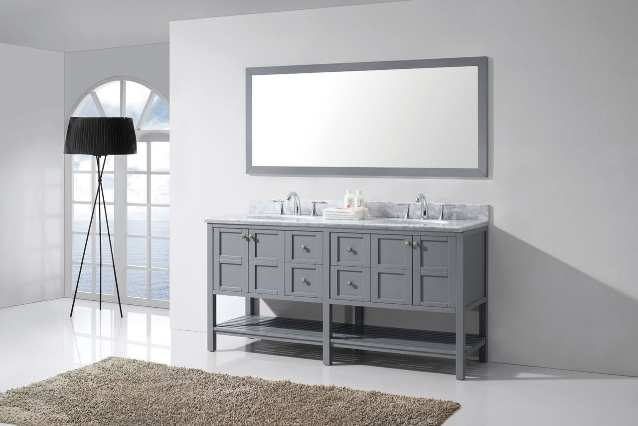 Virtu USA Winterfell 72" Double Round Sink Grey Top Vanity in Grey with Mirror Vanity Virtu USA 
