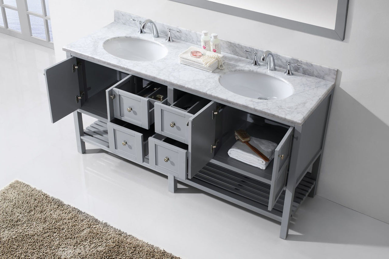 Virtu USA Winterfell 72" Double Round Sink Grey Top Vanity in Grey with Mirror Vanity Virtu USA 